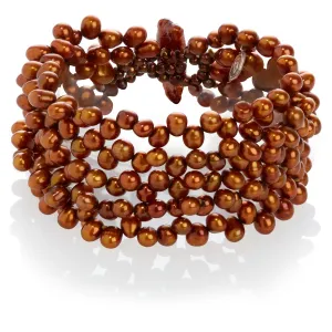 Copper Freshwater Pearl 5 Strand Bracelet