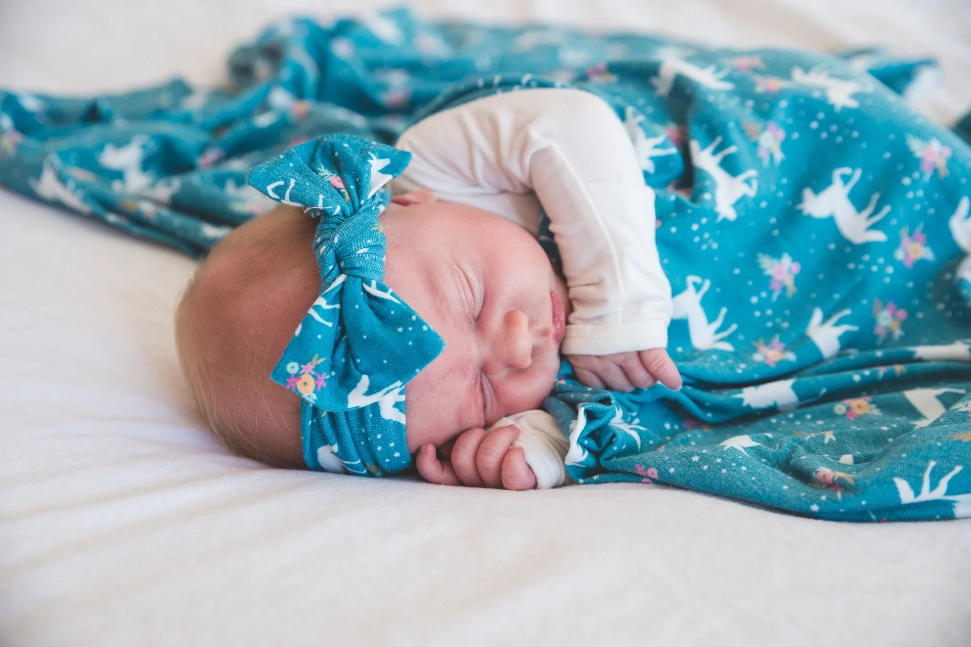 Copper Pearl Whimsy Blue Knit Headband