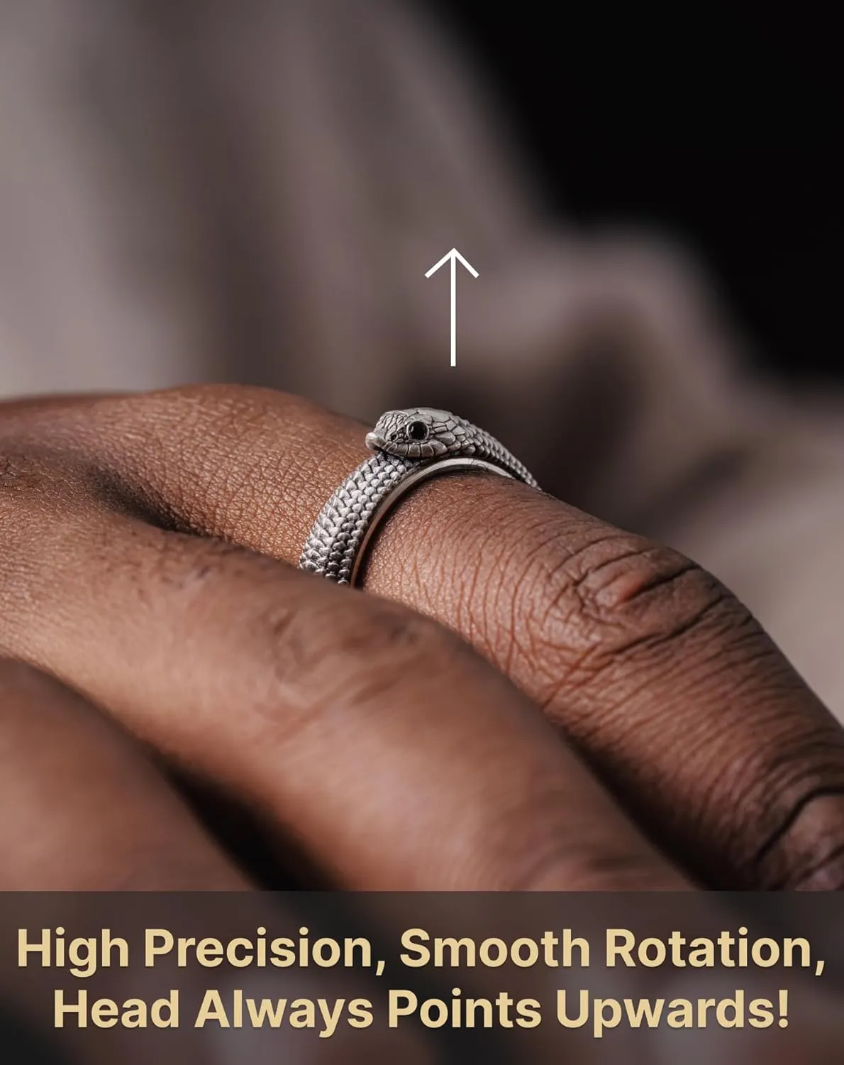 COPPERTIST.WU Ouroboros Spin Ring 925 Sterling Silver Anxiety Rings Hognose Snake Spinner Ring Fidget Stress Relieving Ring Jewelry Gift for Men Women