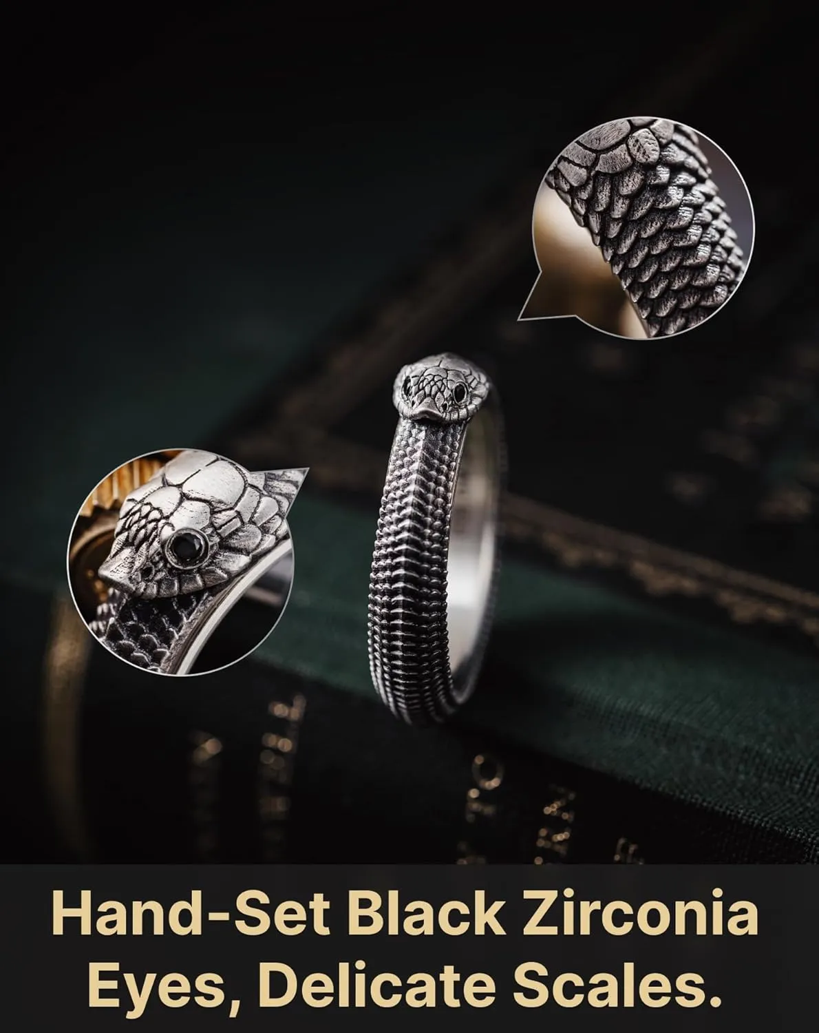 COPPERTIST.WU Ouroboros Spin Ring 925 Sterling Silver Anxiety Rings Hognose Snake Spinner Ring Fidget Stress Relieving Ring Jewelry Gift for Men Women