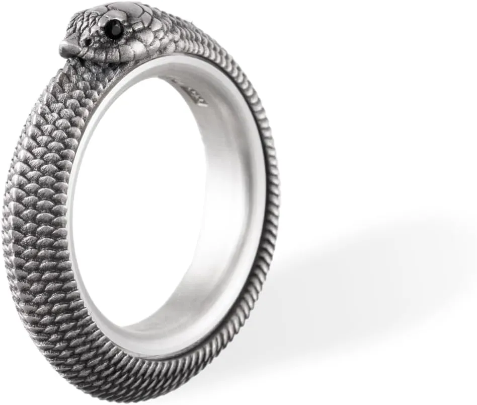 COPPERTIST.WU Ouroboros Spin Ring 925 Sterling Silver Anxiety Rings Hognose Snake Spinner Ring Fidget Stress Relieving Ring Jewelry Gift for Men Women