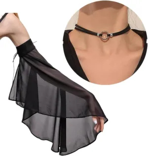 Costume Cosplay Accessories Women Black Choker Necklace Long Tulle Gloves for Retro Party Halloween