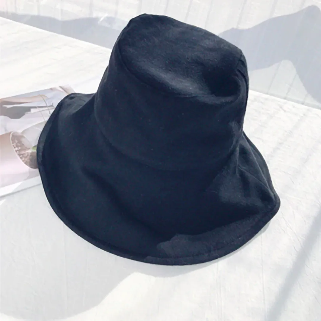 Cotton Floppy Bucket Hat - Black