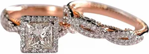 Couple Ring Bridal Sets His Hers Women Gold Plated Cz Men Wedding Ring Band Set,Anniversary Promise Rings for Her