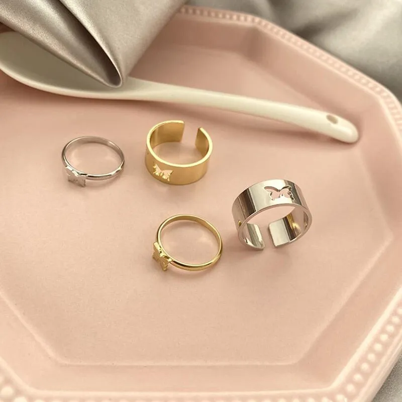 Couple Rings Butterfly Matching Rings