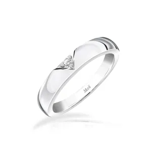 Couple Rings: Silver rhodium plated 2 mm round cut CZ embedded band ring