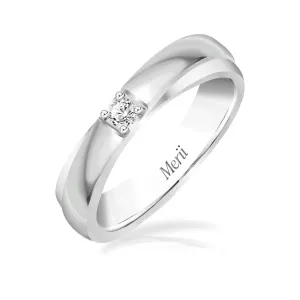 Couple Rings: Silver rhodium plated 2.5 mm round cut CZ cross solitaire ring