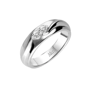 Couple Rings: Silver rhodium plated 4.2 mm 100 cuts CZ infinity two stone ring