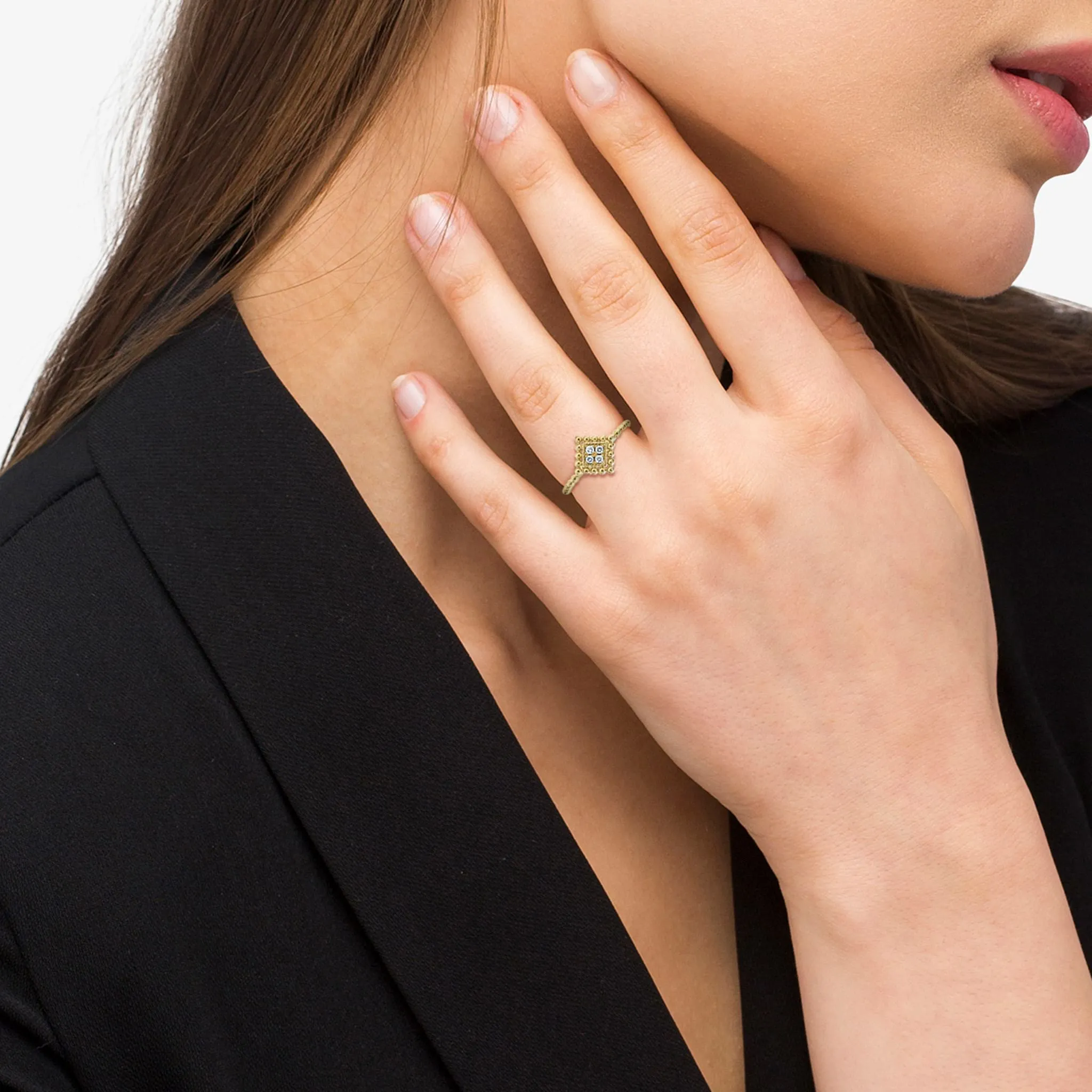 Covet Small 18K Gold Diamond Ring