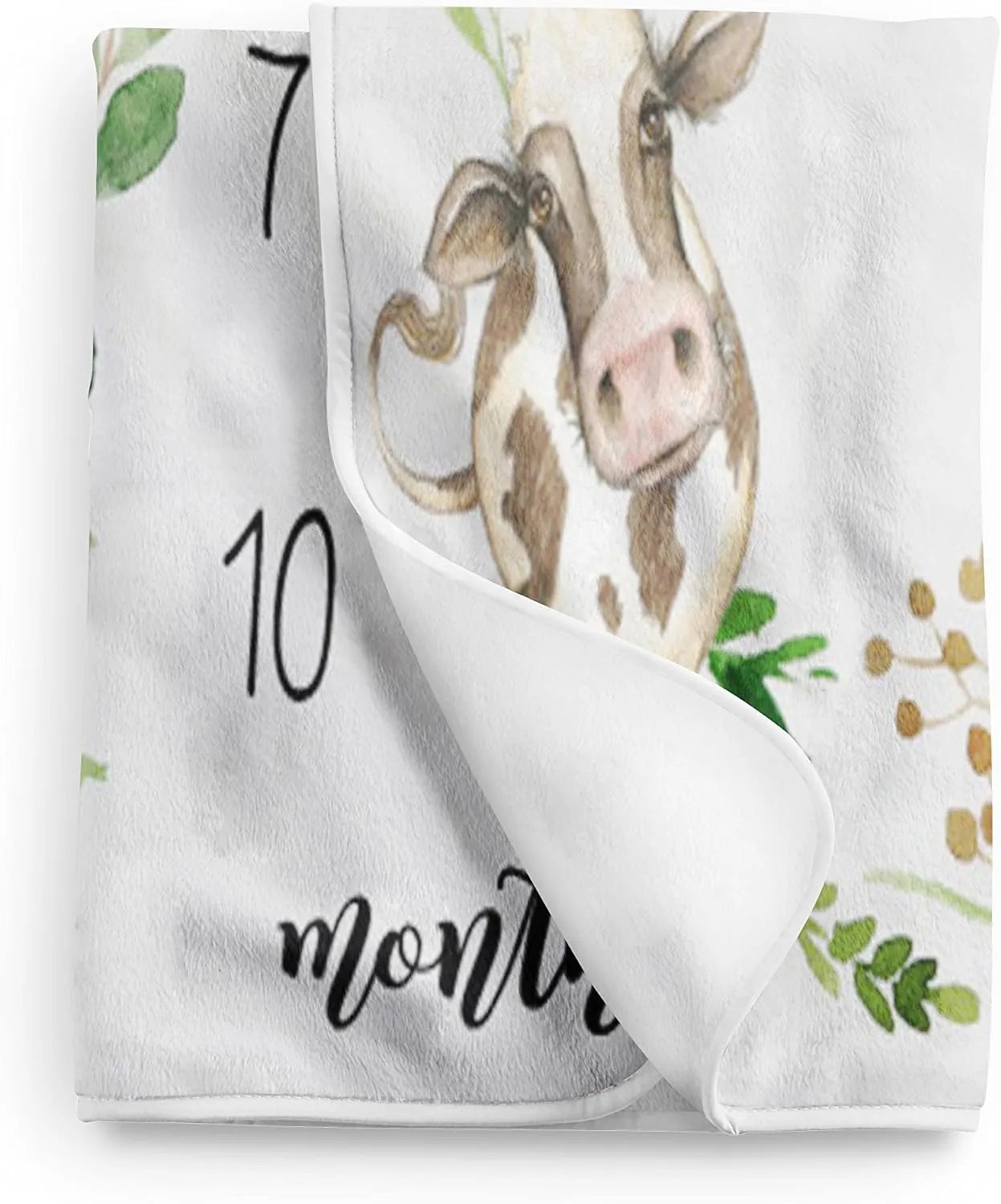 Cow Milestone Blanket Monthly Growth Tracker Soft Fleece Blanket Newborn Gift Baby Boy Farm