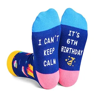 Crazy Funny Birthday Socks for Kids, Top Best Cool Birthday Gifts for 6 Year Old Boys Girls, 6 Year Old 6 Yr Old Girl Boy Gift Ideas