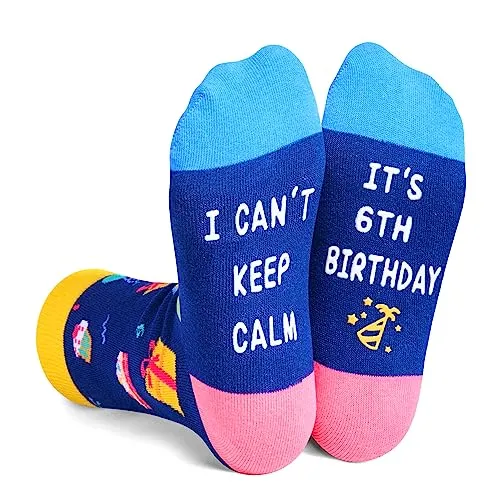Crazy Funny Birthday Socks for Kids, Top Best Cool Birthday Gifts for 6 Year Old Boys Girls, 6 Year Old 6 Yr Old Girl Boy Gift Ideas