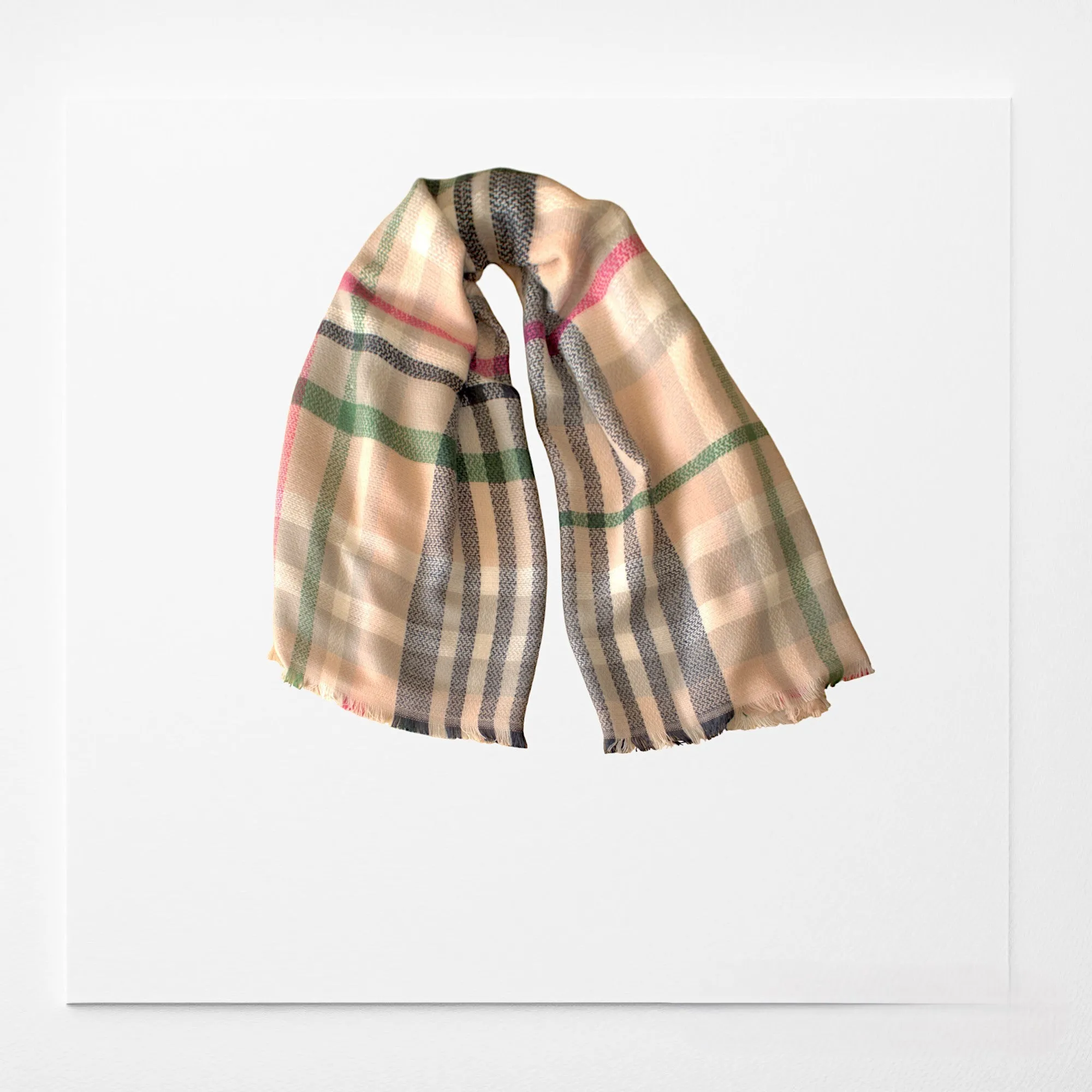 Cream, Pink, Gray & Blue Plaid Women's Blanket Scarf | Women Scarf | Gifts for Her | Women Shawl | Bridesmaid Scarf| Fall Scarf