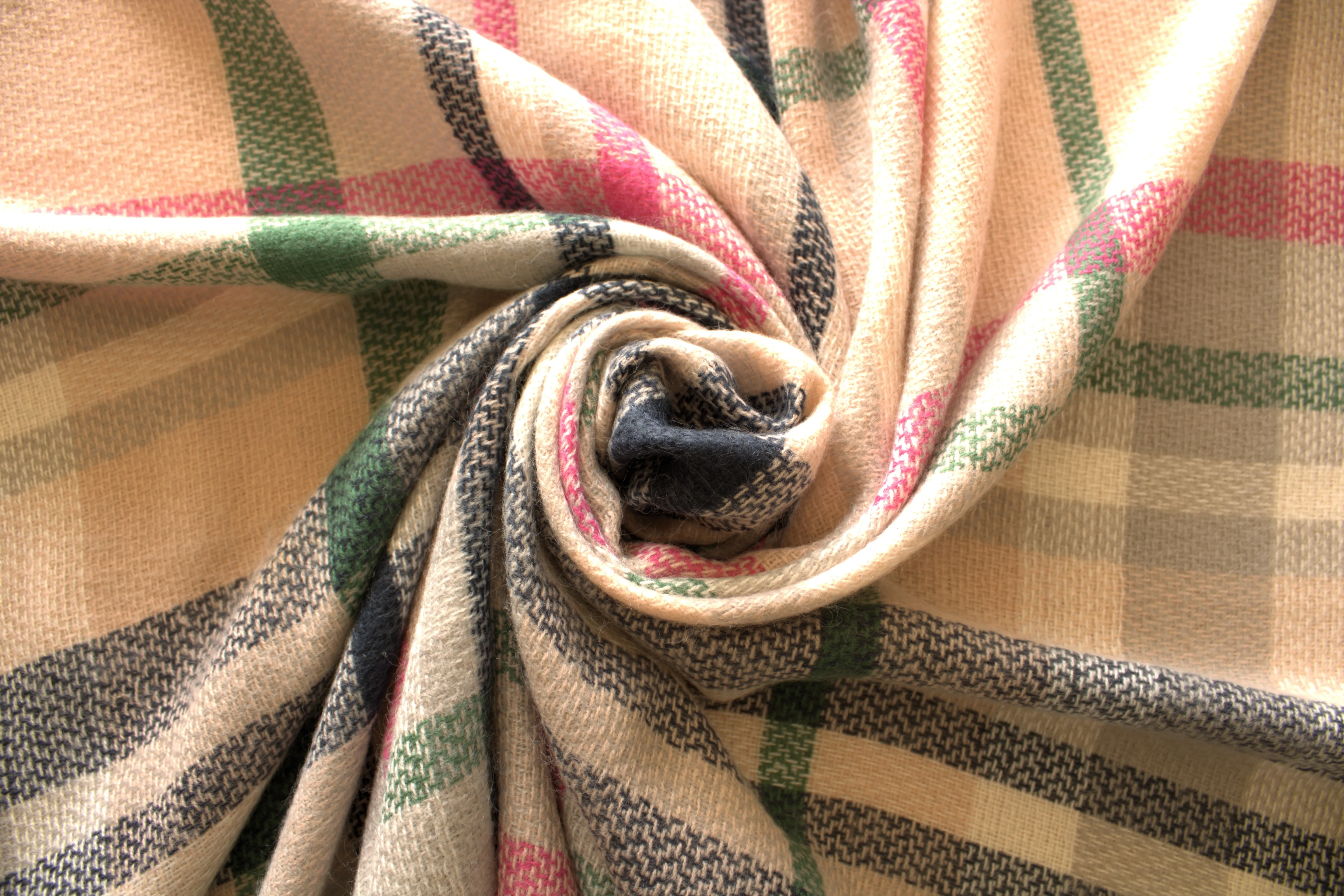 Cream, Pink, Gray & Blue Plaid Women's Blanket Scarf | Women Scarf | Gifts for Her | Women Shawl | Bridesmaid Scarf| Fall Scarf