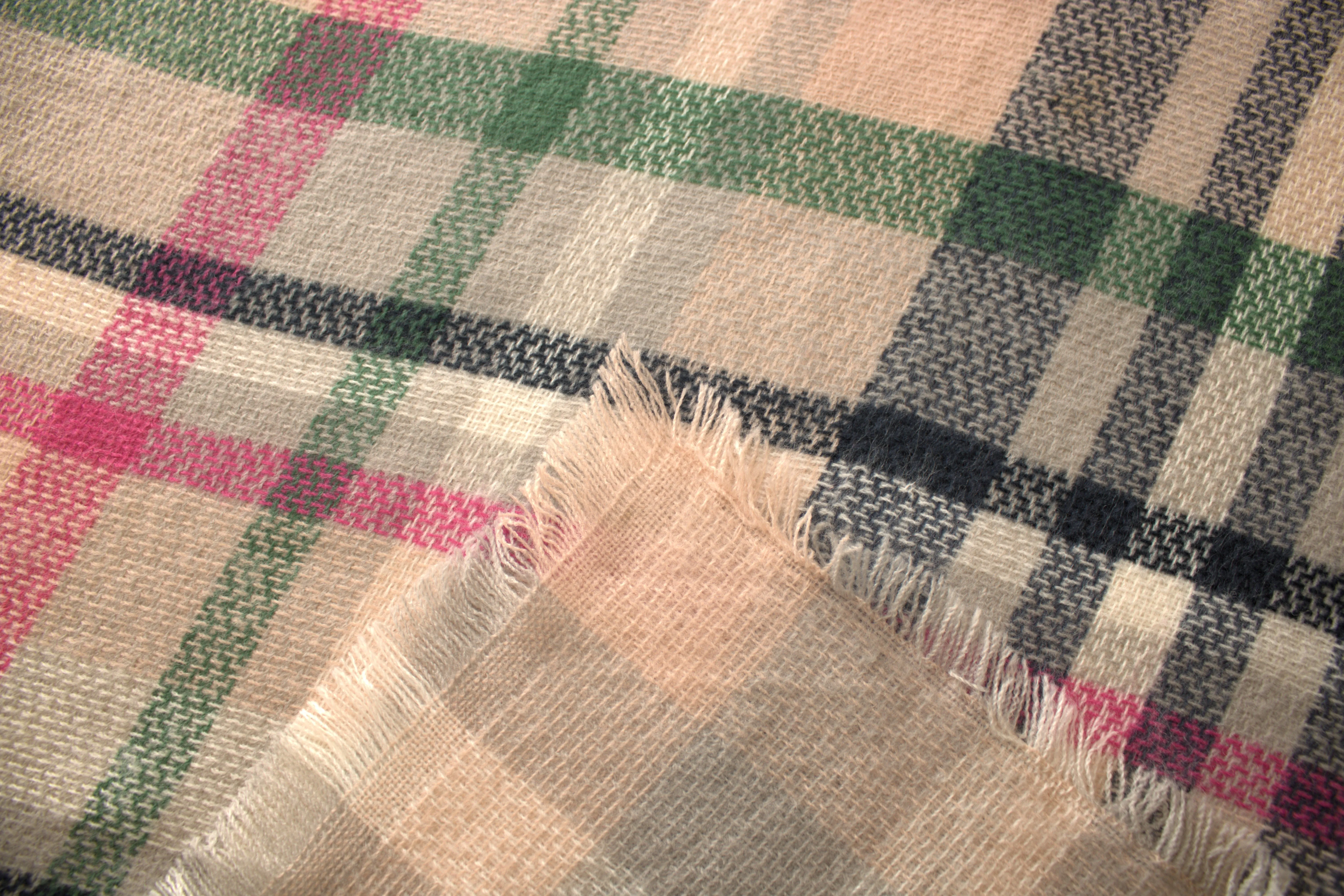 Cream, Pink, Gray & Blue Plaid Women's Blanket Scarf | Women Scarf | Gifts for Her | Women Shawl | Bridesmaid Scarf| Fall Scarf