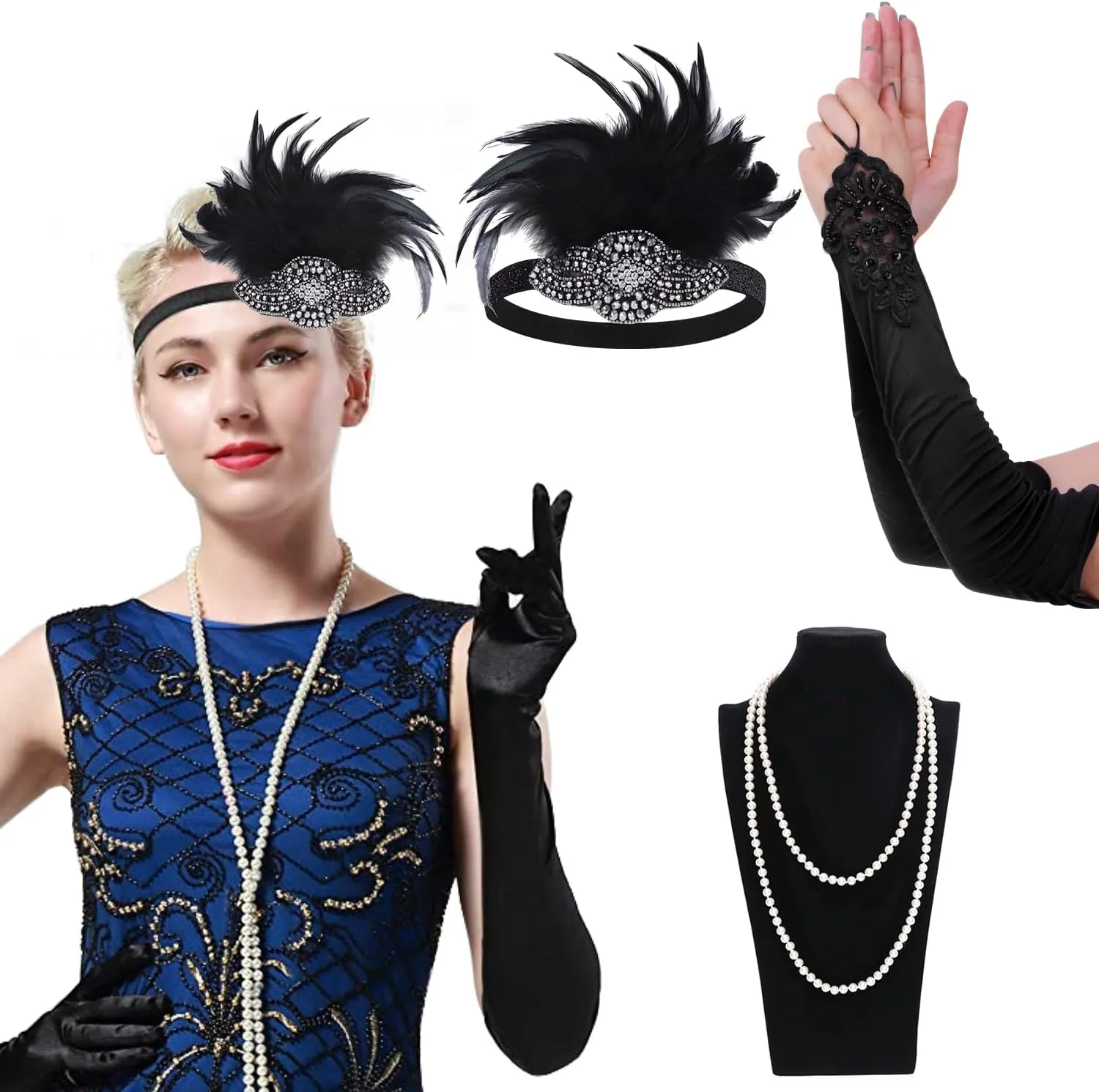 Cridoz Flapper Accessories for Women - 1920s Gatsby & Roaring 20s Style
