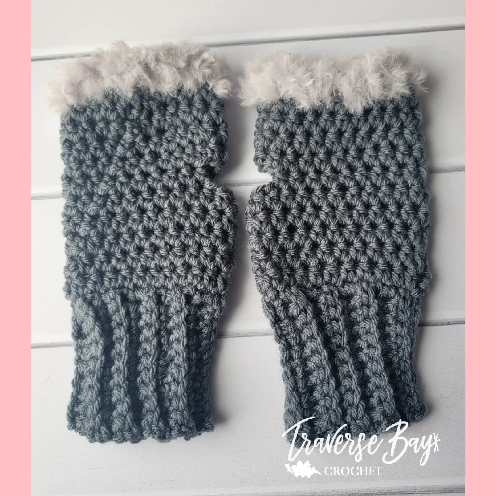 Crochet Faux Fur Fingerless Gloves Pattern