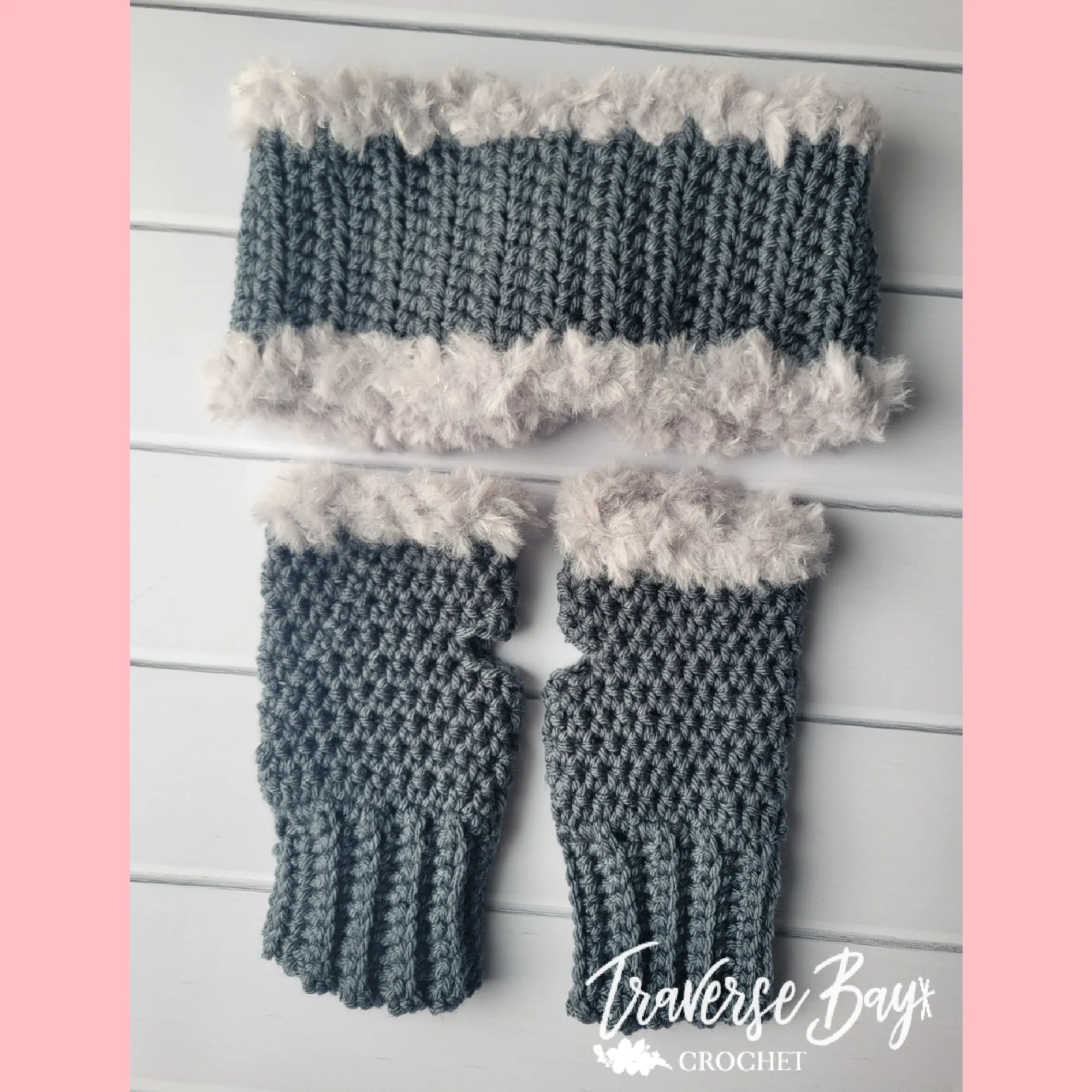 Crochet Faux Fur Fingerless Gloves Pattern