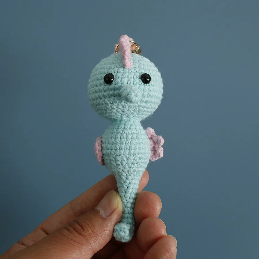 Crochet Seahorse Car Charm Pendant or Keychain - HANDMADE lucky Charm