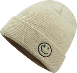 Croogo Winter Warm Beanie for Men Women Cotton Watch Cap Smile Face Embroidered Beanies Hat Funny Beanies Hat