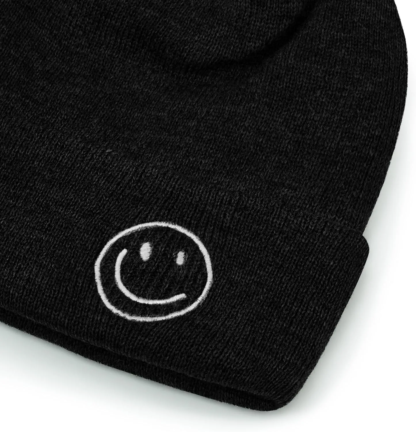 Croogo Winter Warm Beanie for Men Women Cotton Watch Cap Smile Face Embroidered Beanies Hat Funny Beanies Hat