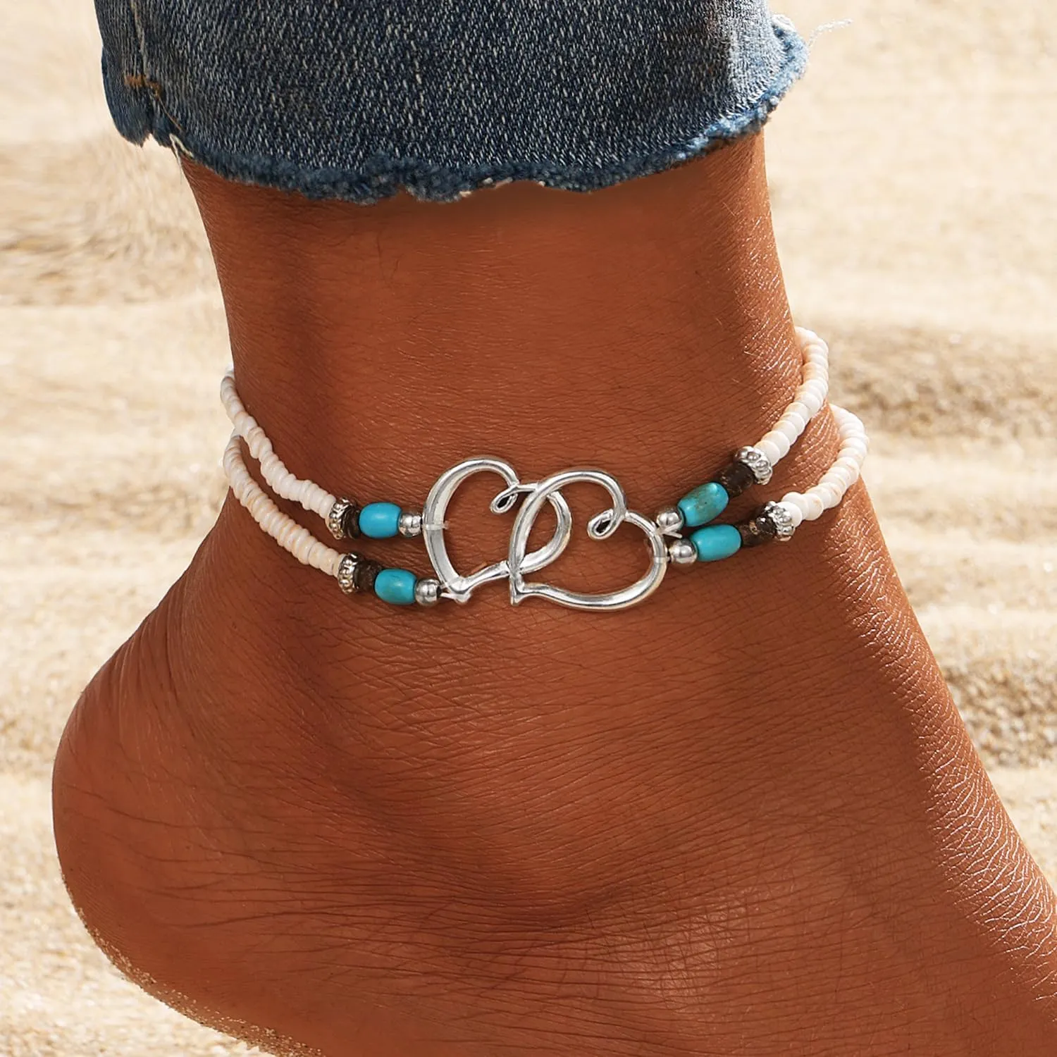 Cross Heart Butterfly Anklets - Silver Waterproof Diamond Rhinestone for Women, Large Plus Size for Big Ankles