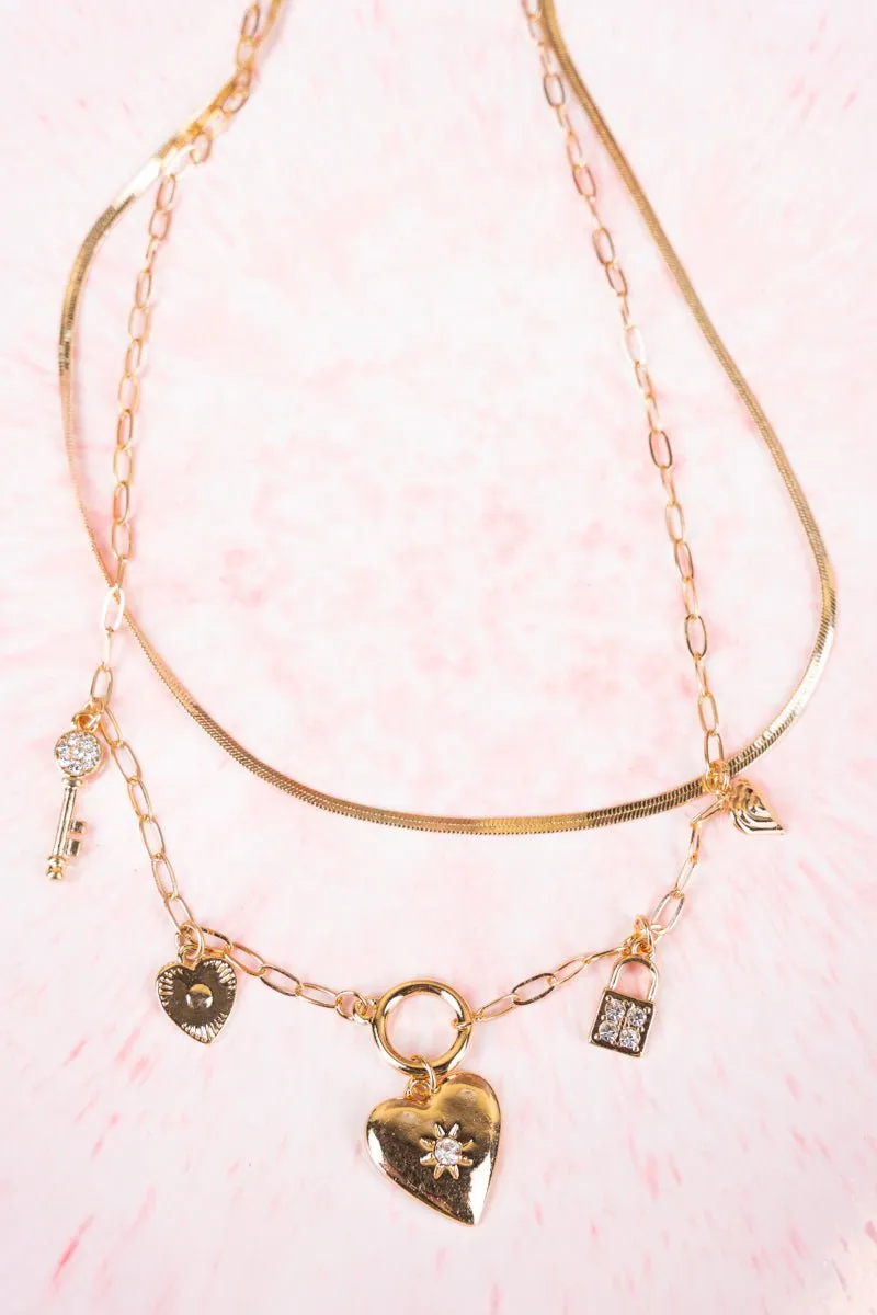 Crystal Avenue Key To My Heart Goldtone Layered Necklace