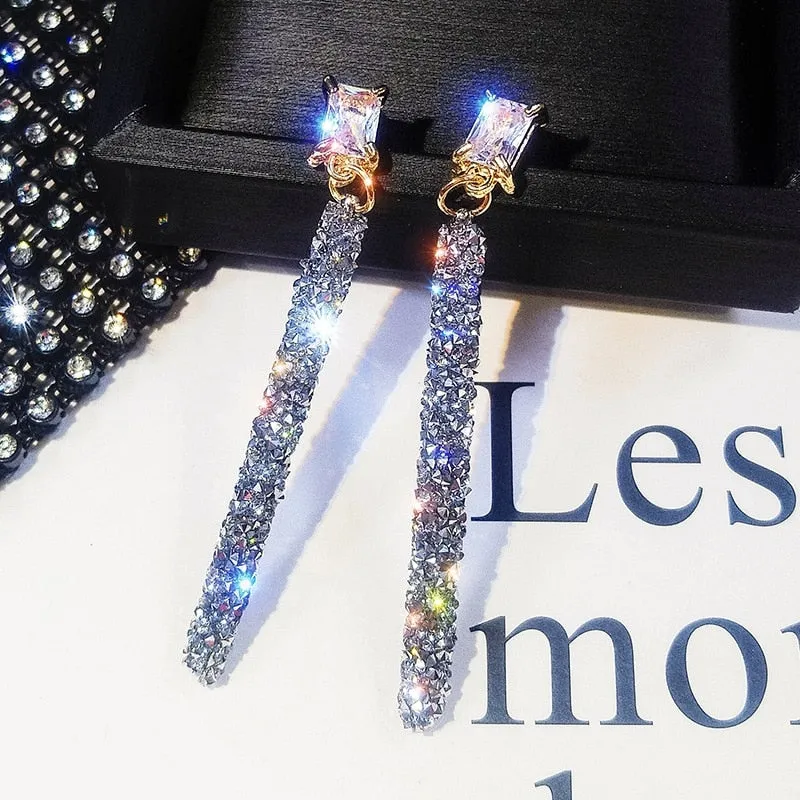 Crystal Classic Geometric Long Dangle Earrings For Woman