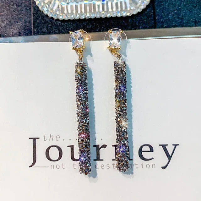 Crystal Classic Geometric Long Dangle Earrings For Woman