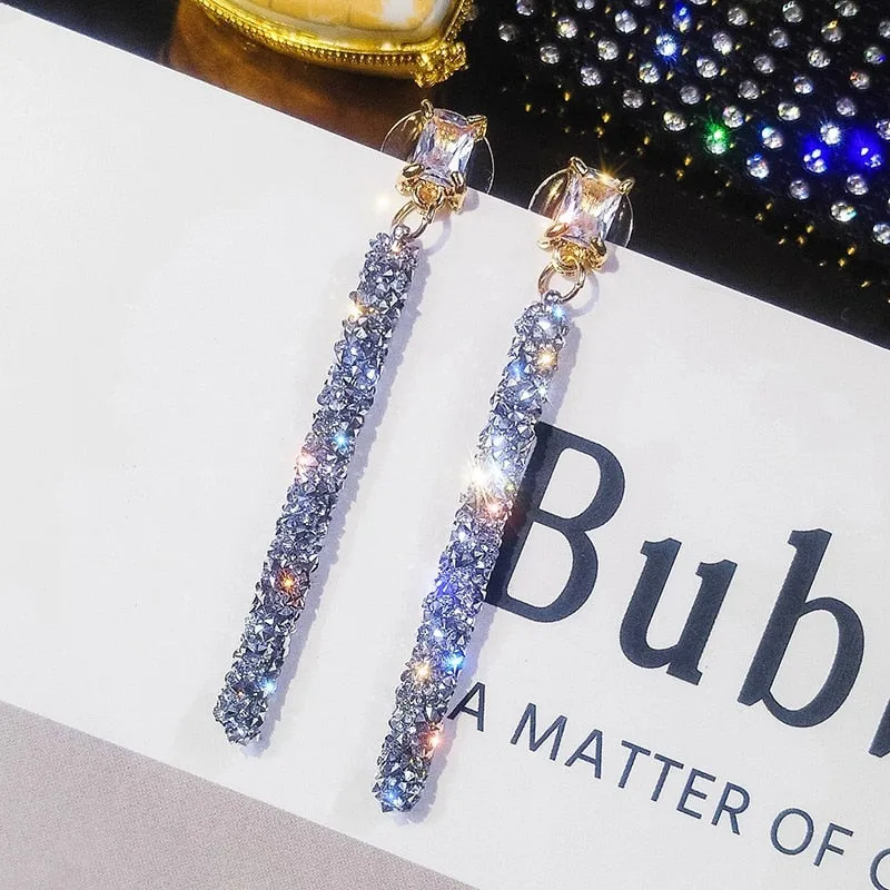 Crystal Classic Geometric Long Dangle Earrings For Woman