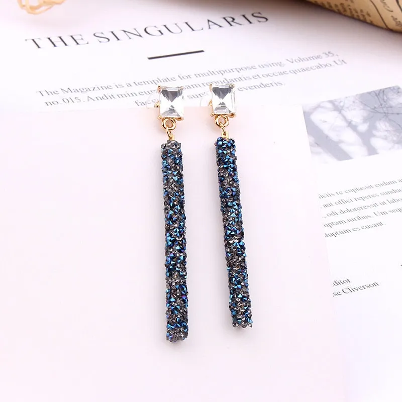 Crystal Classic Geometric Long Dangle Earrings For Woman