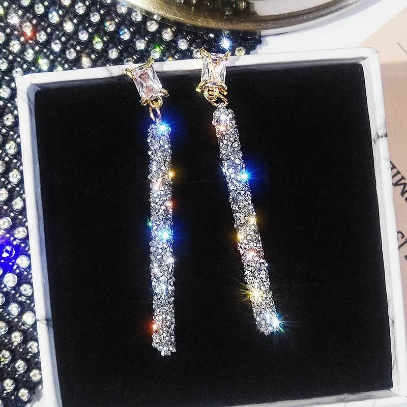 Crystal Classic Geometric Long Dangle Earrings For Woman