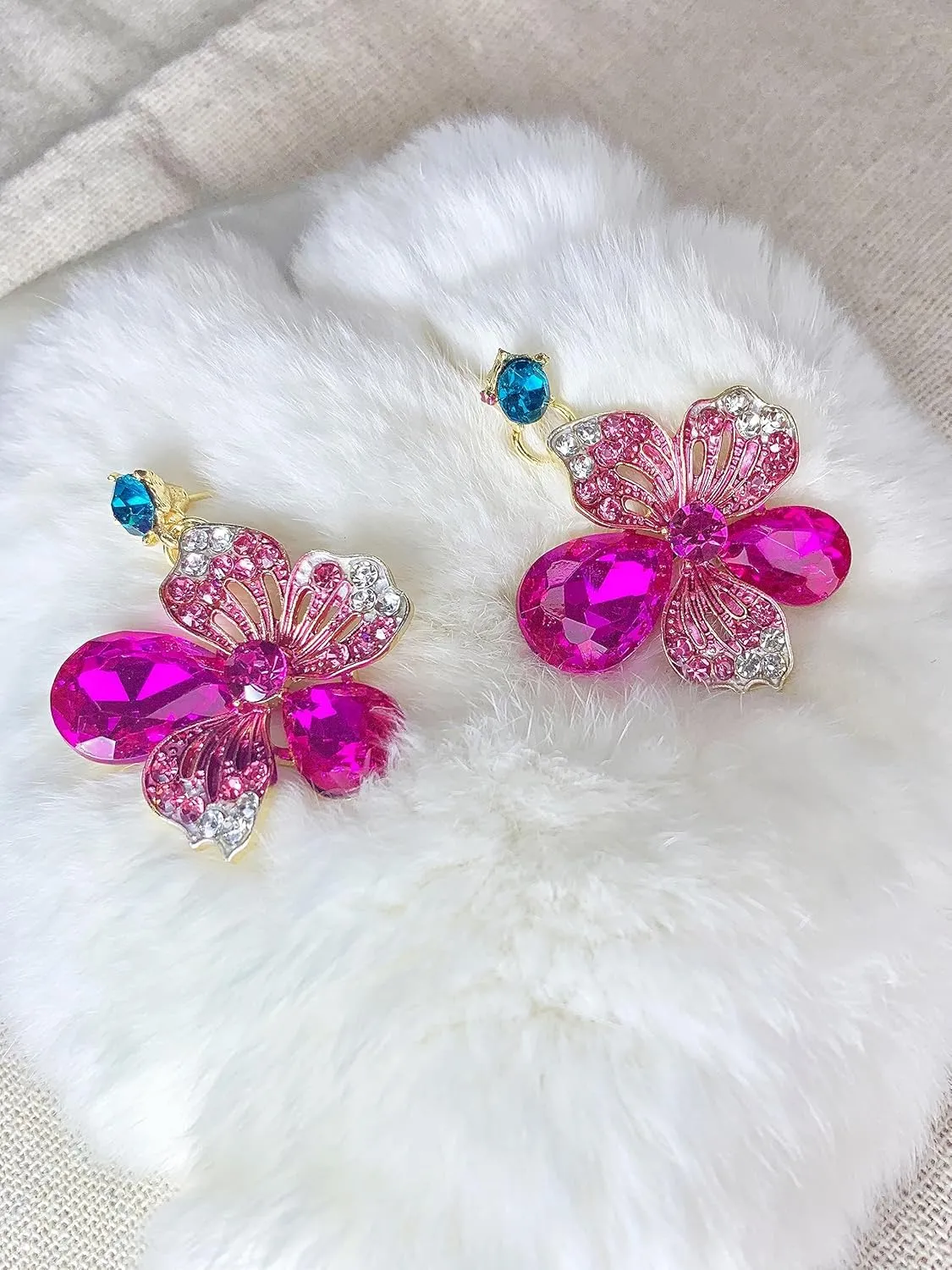 Crystal Flower Bib Statement Necklace Set Chunky Diamond Flower Statement Necklace & Earrings Drama Bib Collar Jewelry Set for Women Prom Party Jewelry