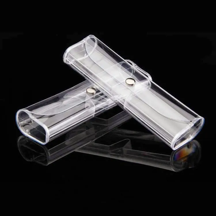 Crystal Reading Glasses Case PVC Transparent Plastic Polarized Glasses Case(Transparent)
