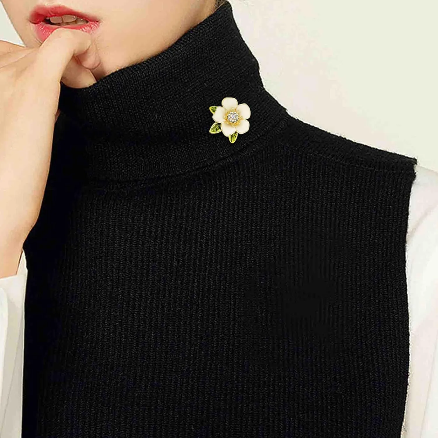 Crystal Red Flower Brooch Pins for Women Elegant Enamel Rhinestone Floral Brooches Pin Fashion Jewelry for Party Dance Wedding Banquet Brooch for Women Gift