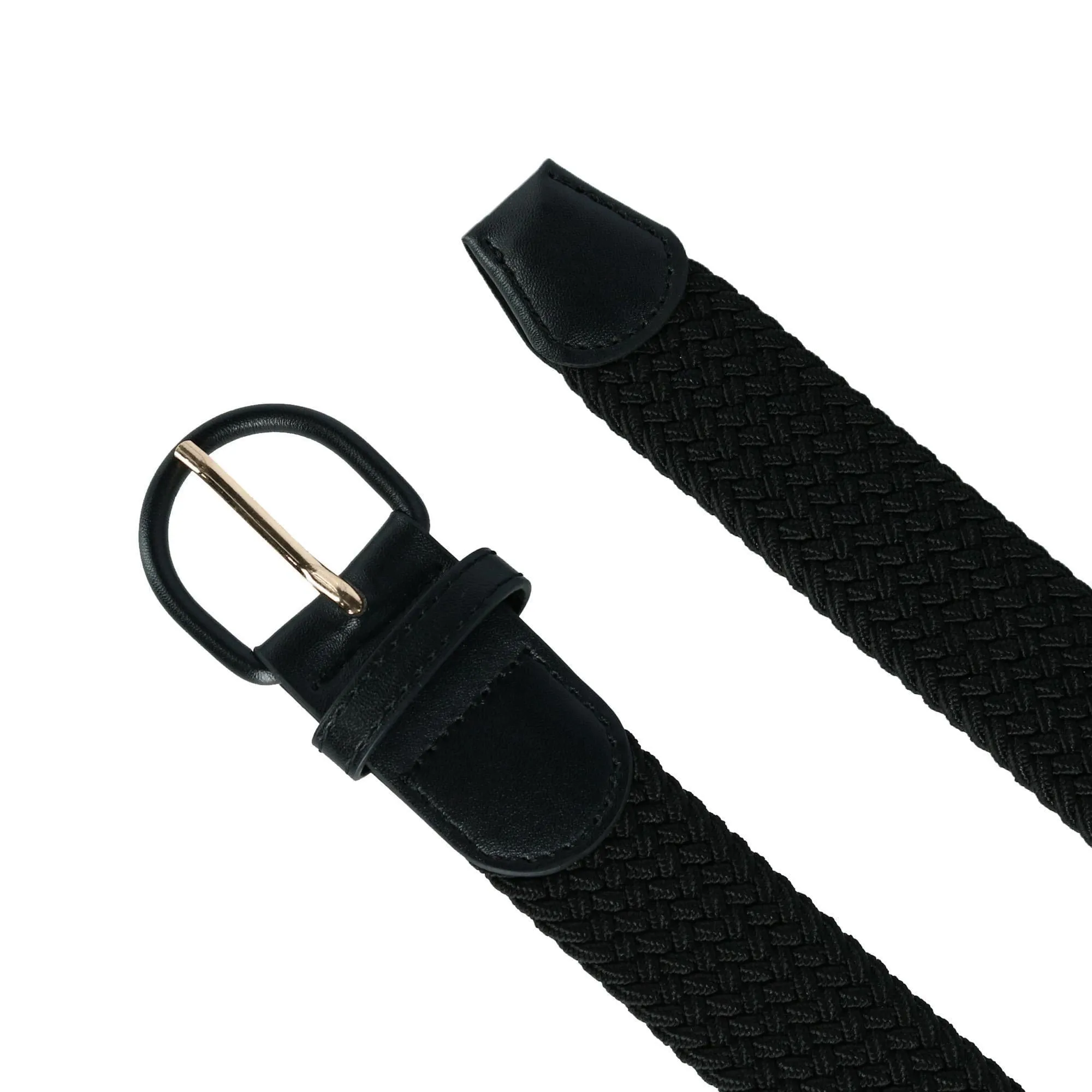 CTM® Men's Elastic Braided Belt with Covered Buckle (Pack of 2)