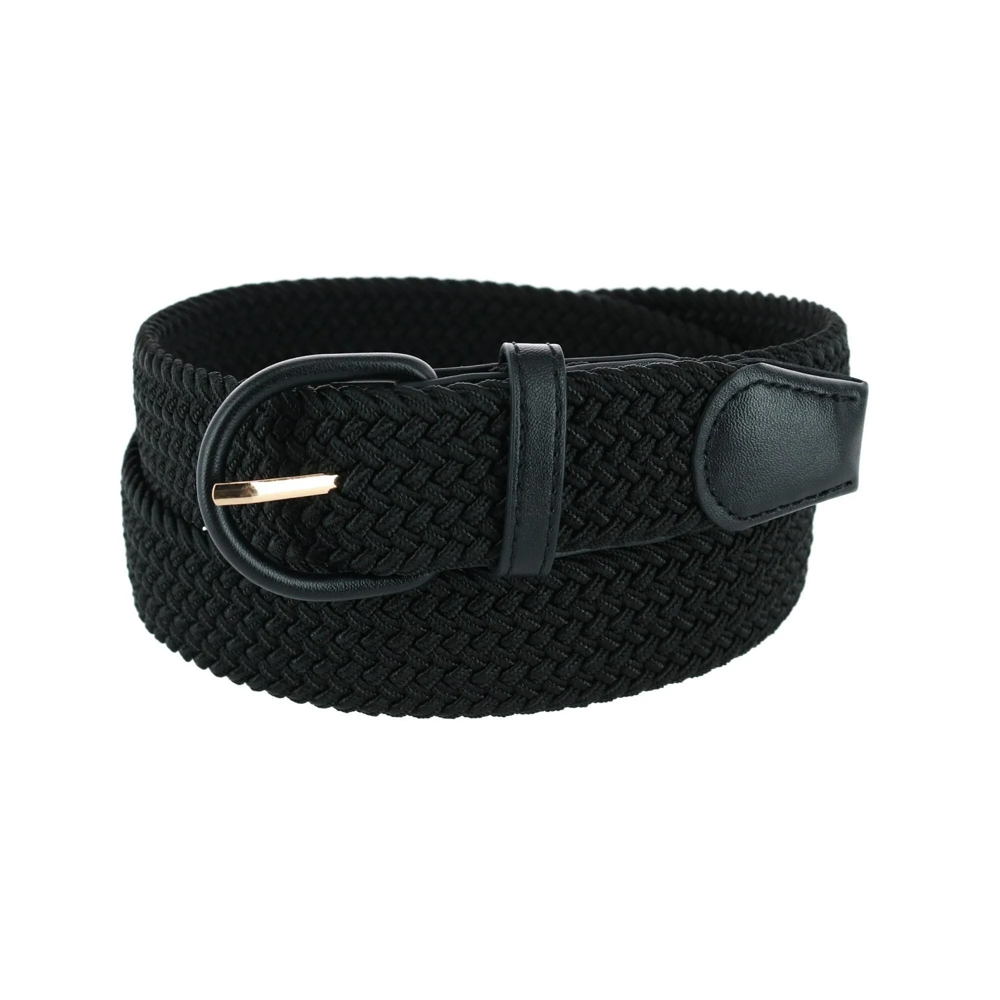 CTM® Men's Elastic Braided Belt with Covered Buckle (Pack of 2)