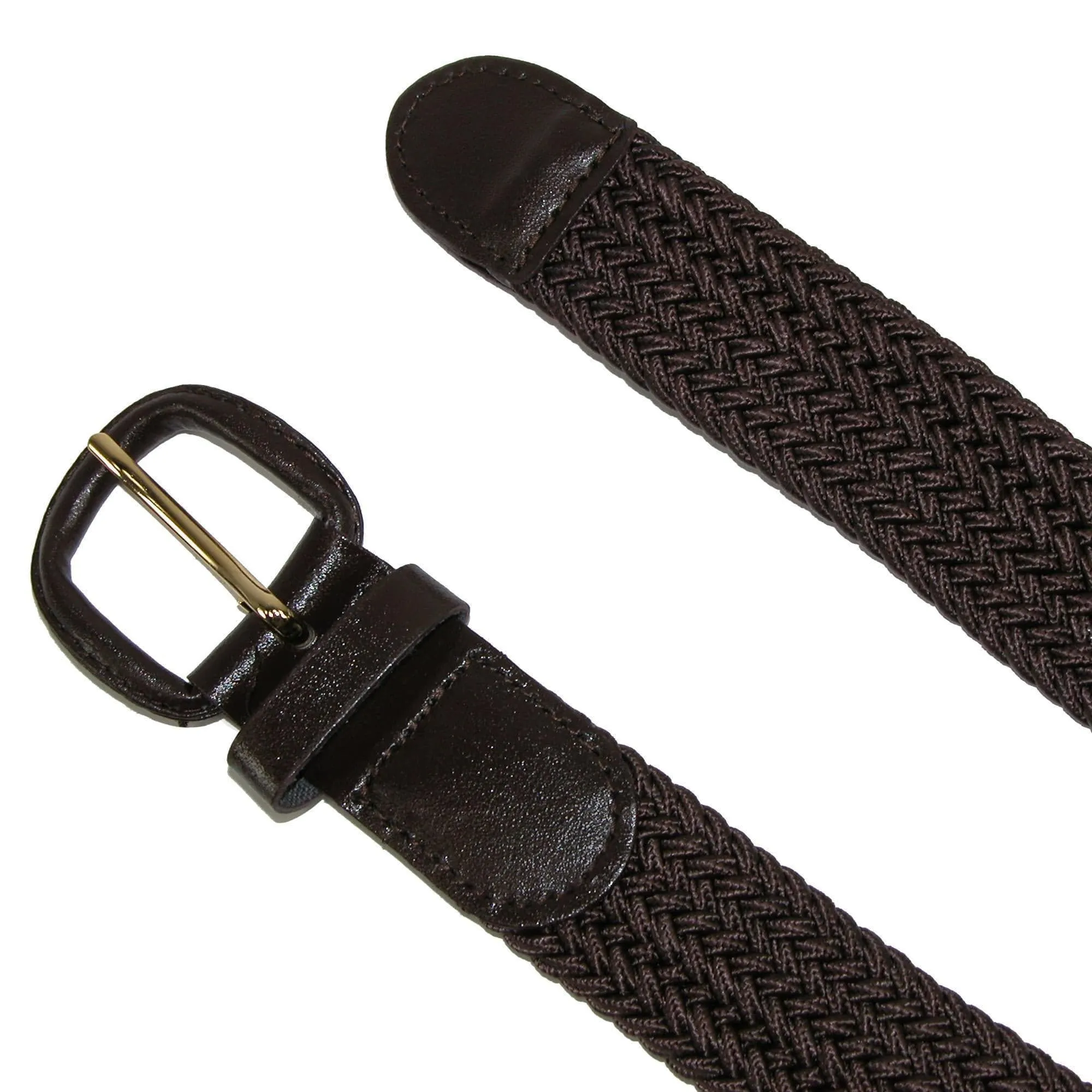 CTM® Men's Elastic Braided Belt with Covered Buckle (Pack of 2)