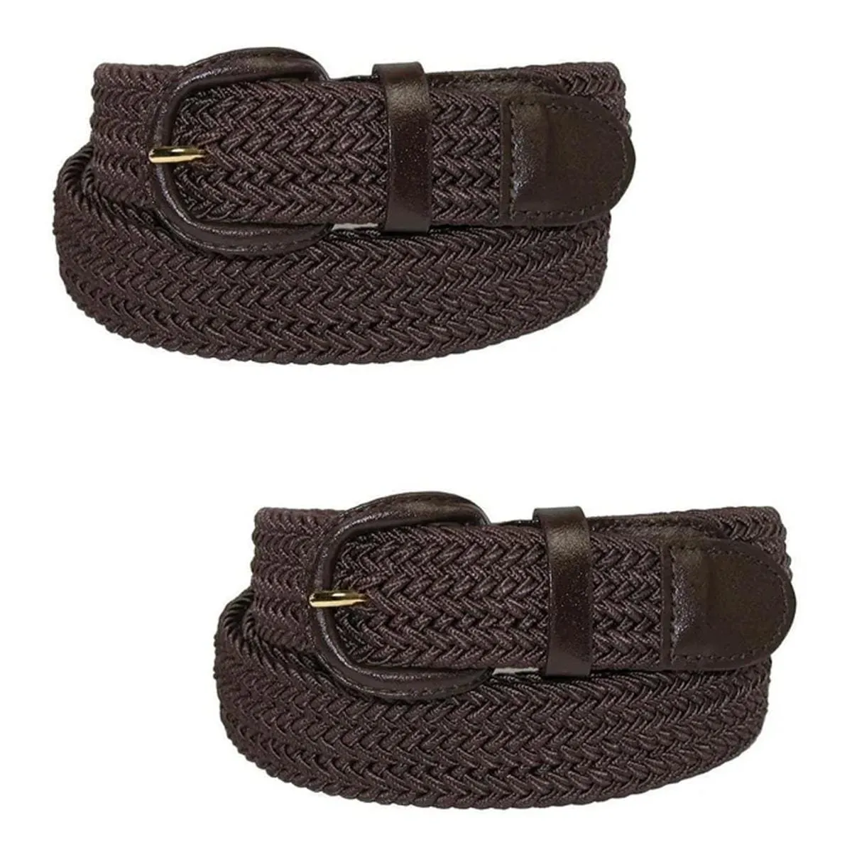 CTM® Men's Elastic Braided Belt with Covered Buckle (Pack of 2)