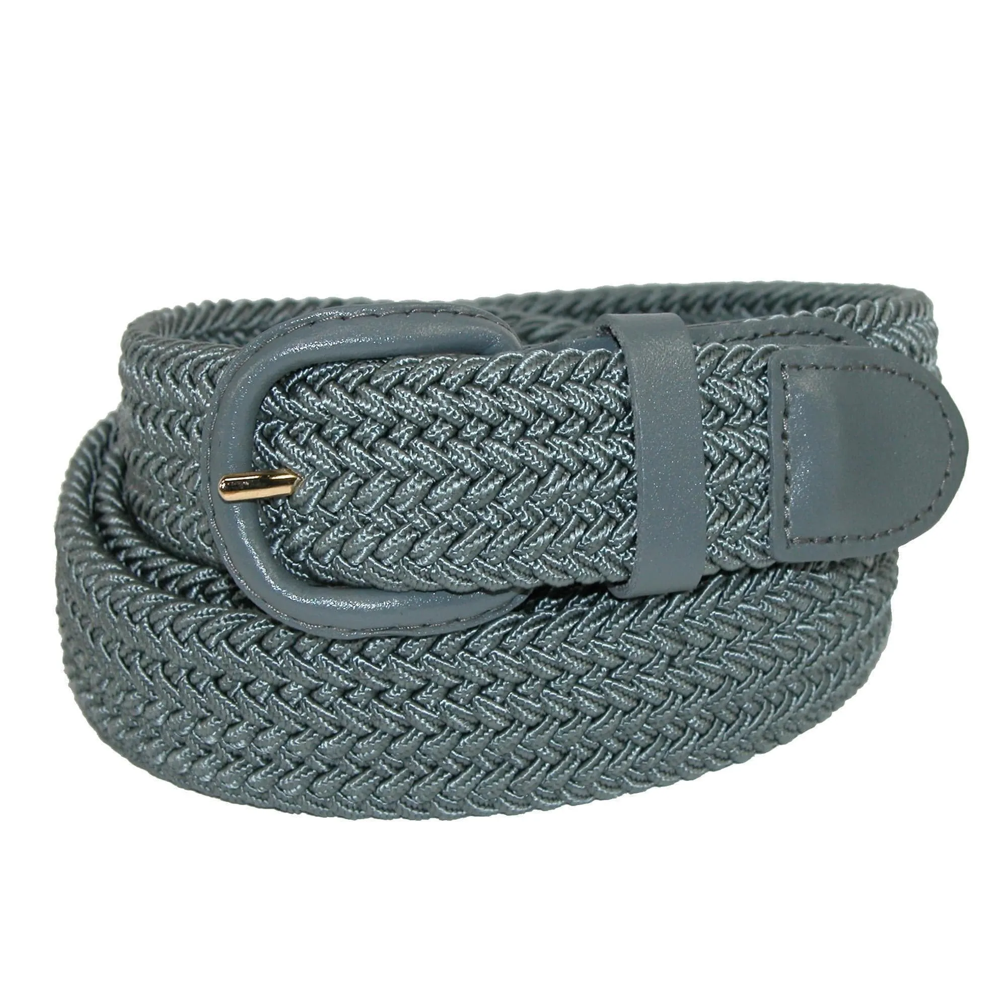 CTM® Men's Elastic Braided Belt with Covered Buckle (Pack of 2)