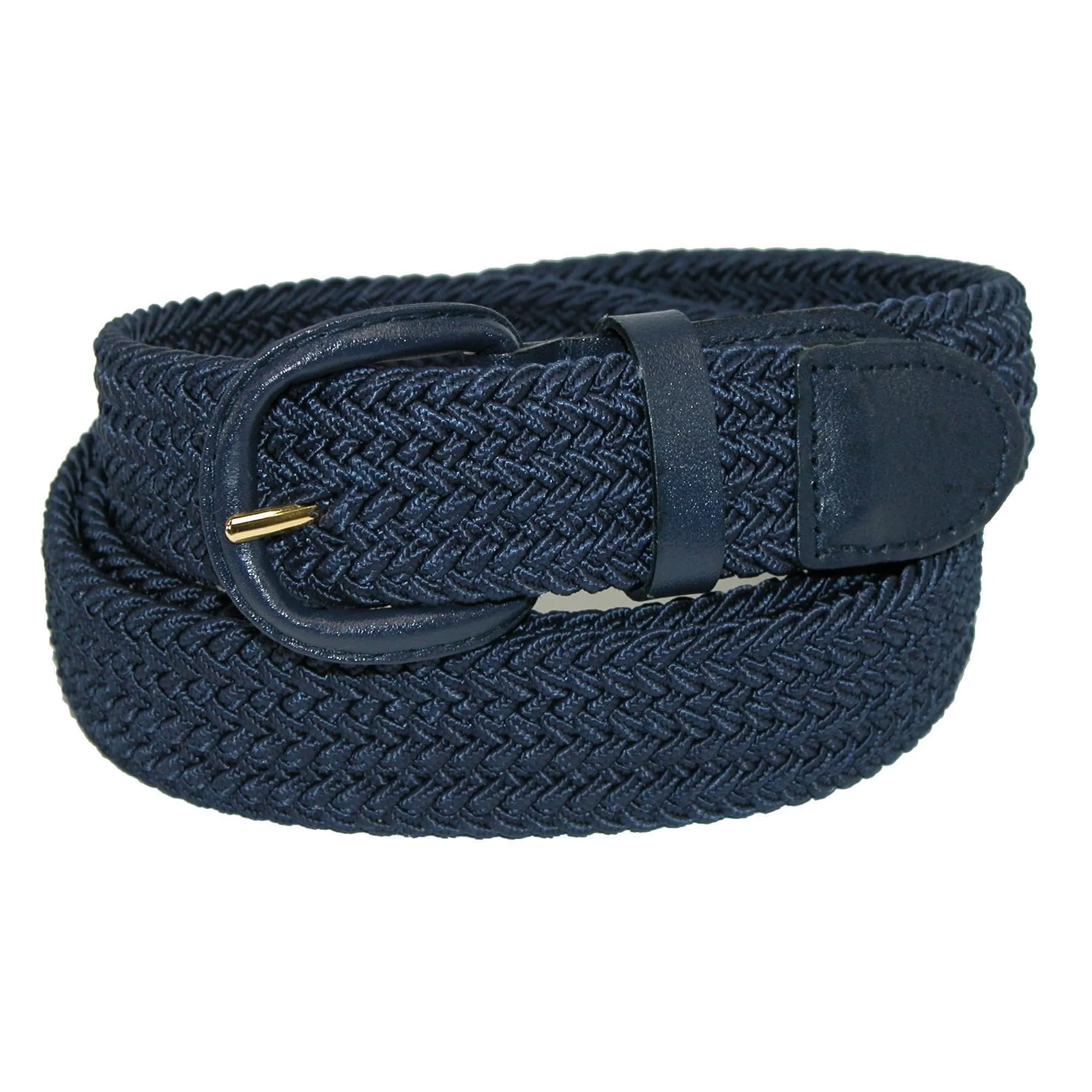 CTM® Men's Elastic Braided Belt with Covered Buckle (Pack of 2)