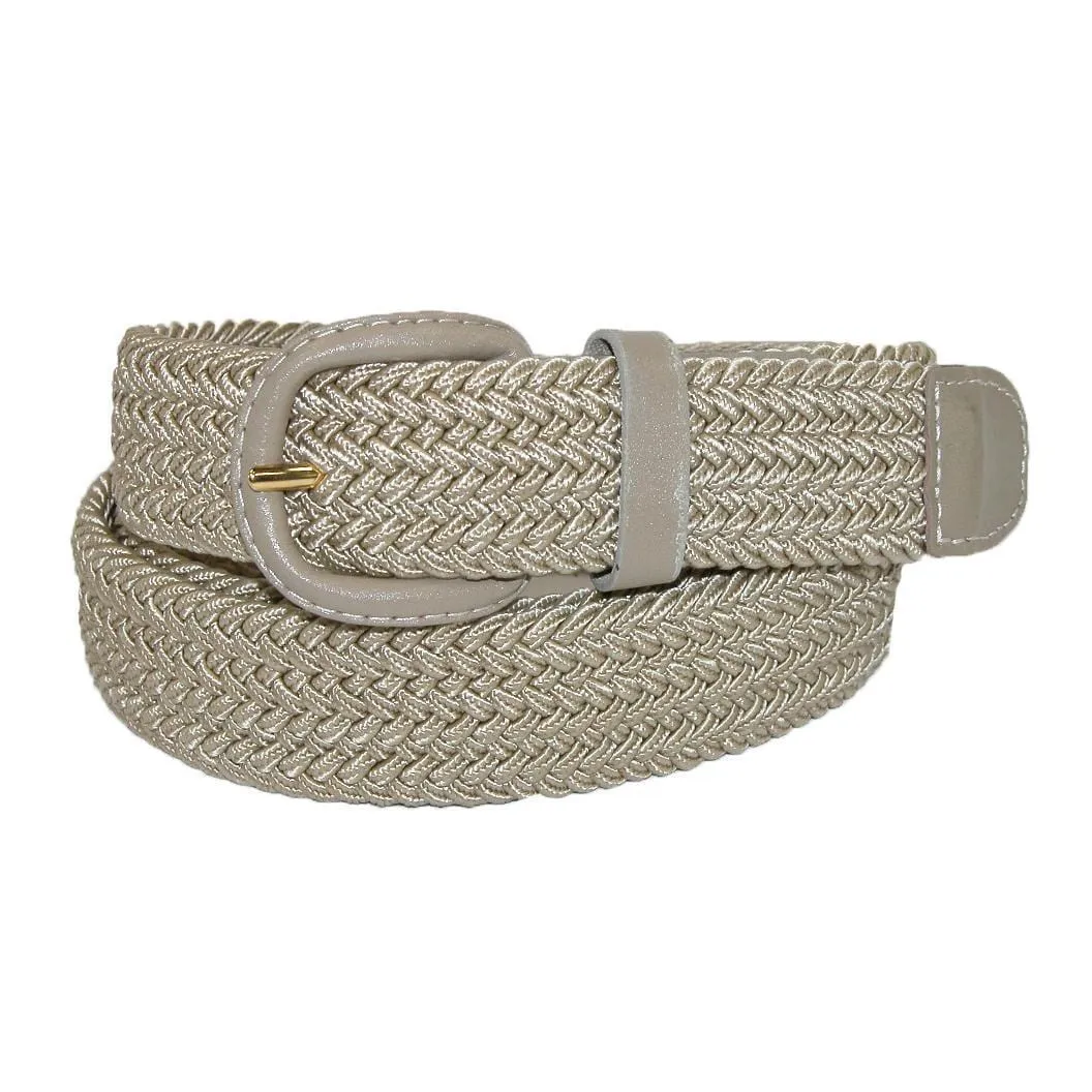 CTM® Men's Elastic Braided Belt with Covered Buckle (Pack of 2)