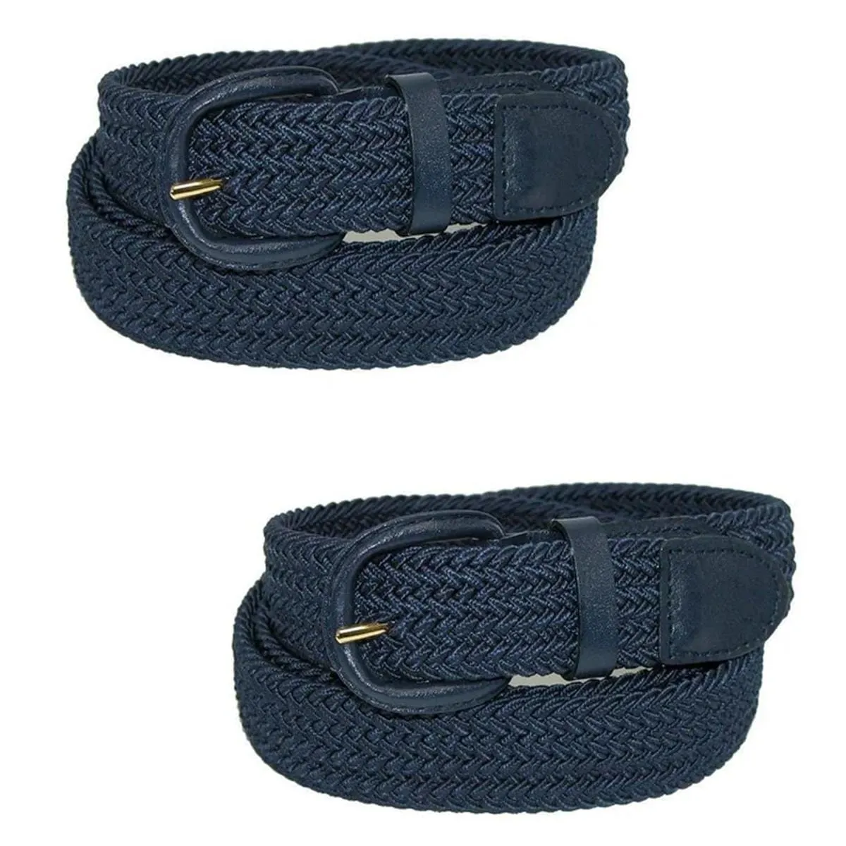 CTM® Men's Elastic Braided Belt with Covered Buckle (Pack of 2)