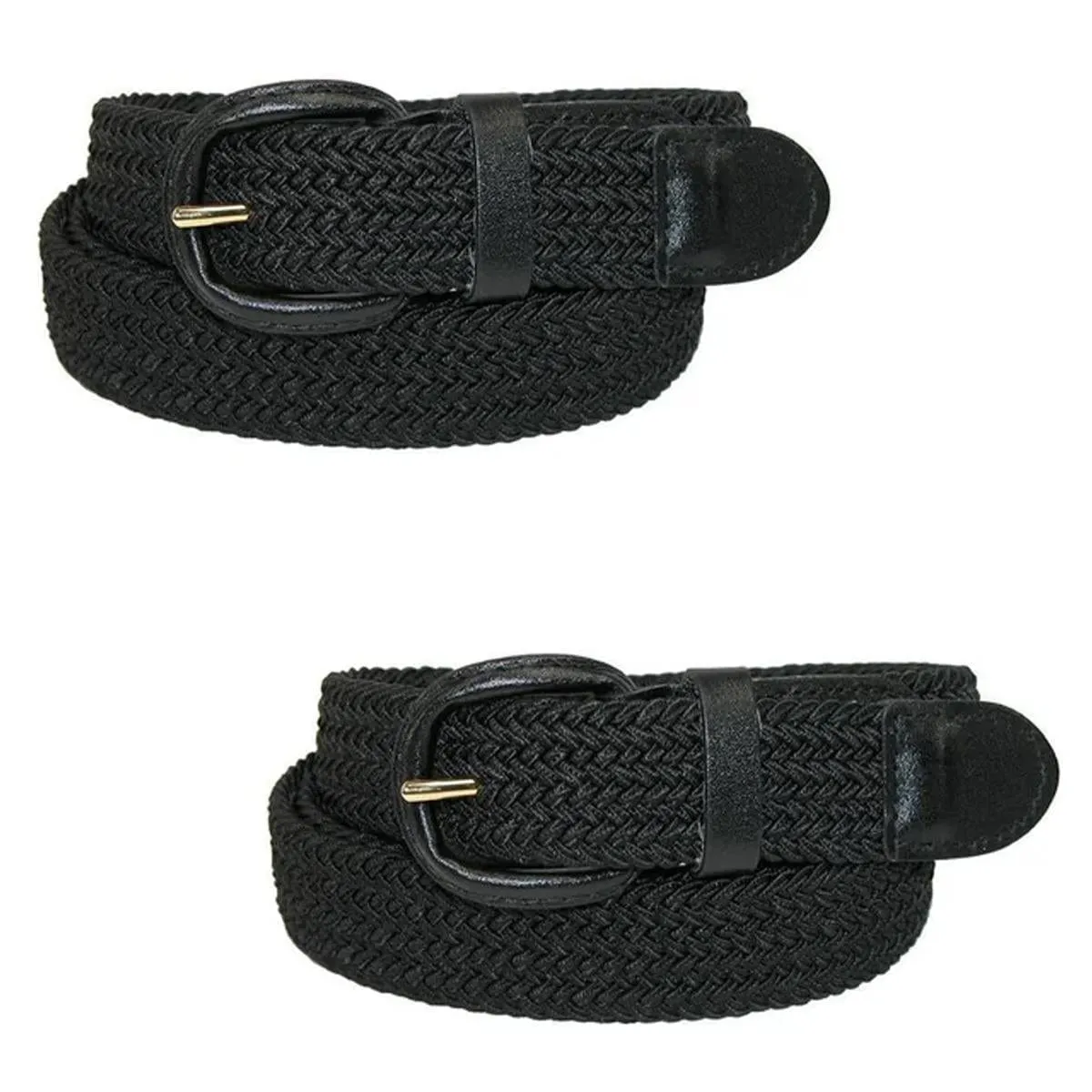 CTM® Men's Elastic Braided Belt with Covered Buckle (Pack of 2)