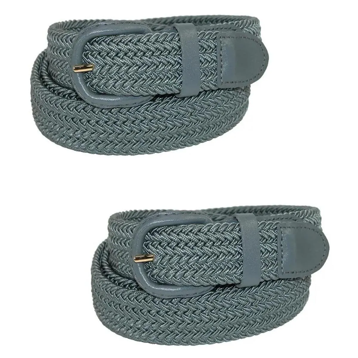 CTM® Men's Elastic Braided Belt with Covered Buckle (Pack of 2)