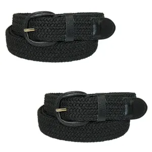 CTM® Men's Elastic Braided Belt with Covered Buckle (Pack of 2)