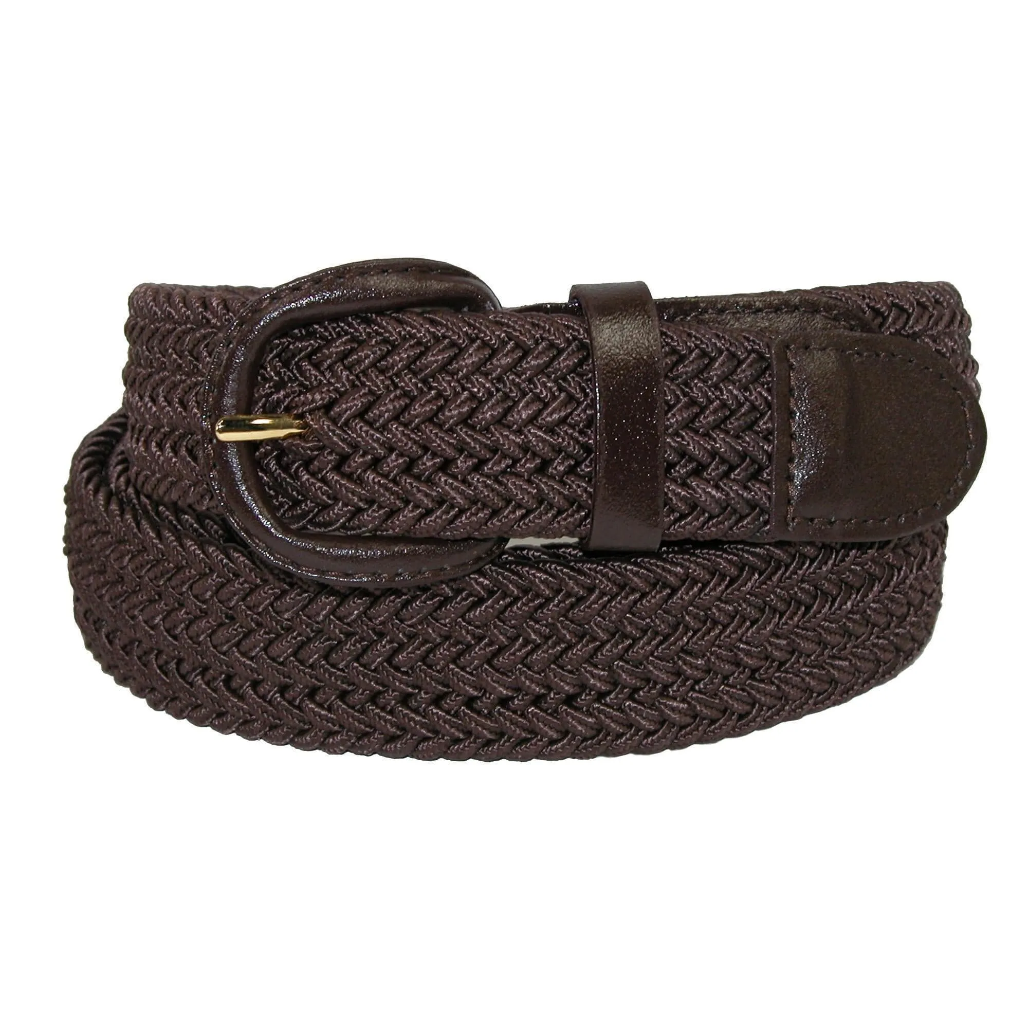 CTM® Men's Elastic Braided Belt with Covered Buckle (Pack of 2)