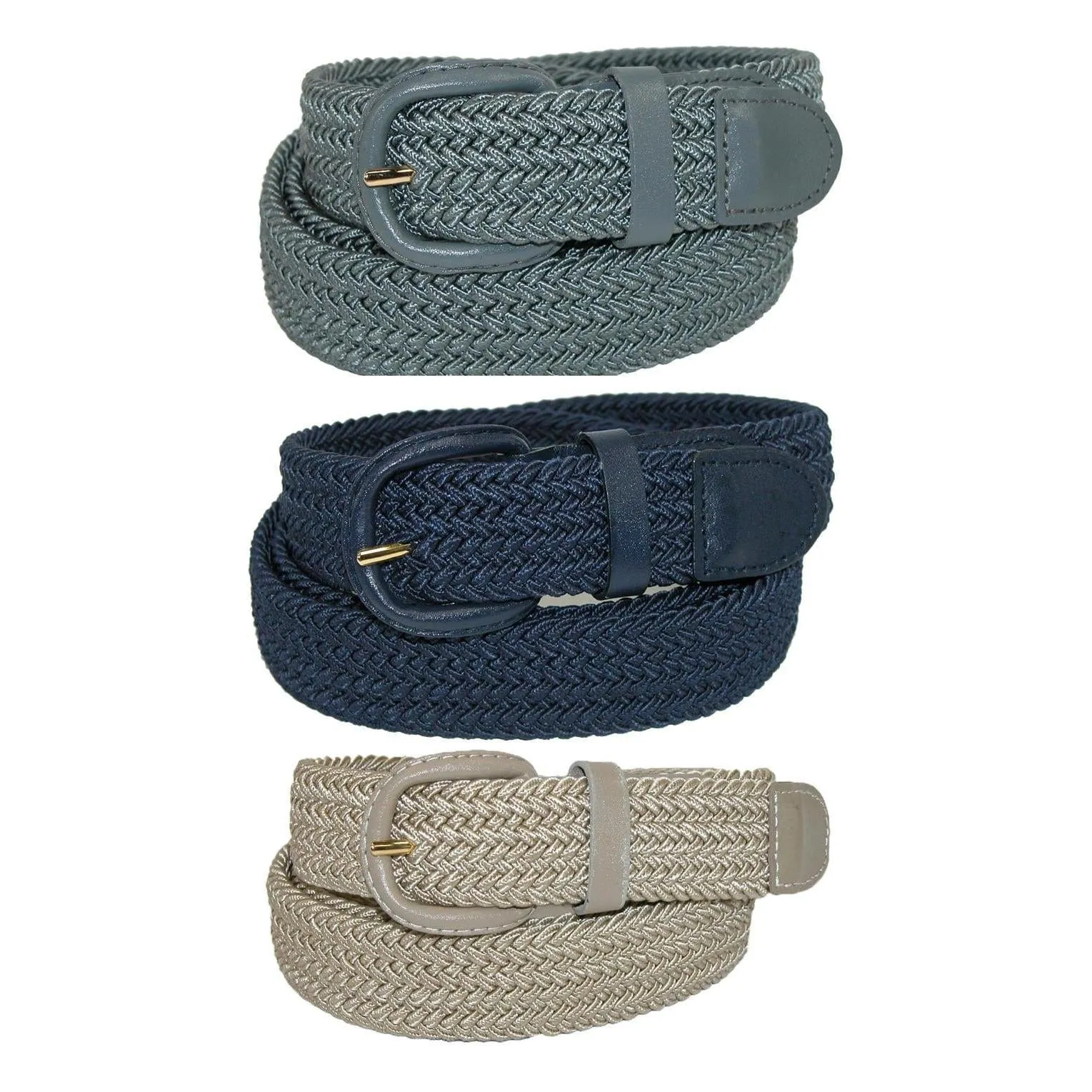 CTM® Men's Elastic Braided Stretch Belt (Pack of 3 Colors)