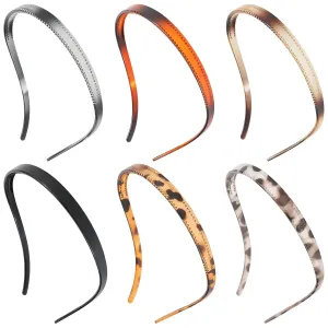 CUBACO 6PCS Thin Headbands for Women, Sunglasses Headband for Eyewear No Pressure Comfortable Plastic Headbands with Teeth Hair Accessories Gift for Girls (Color-A, Leopard)