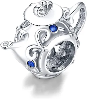 Cup Charm Original 925 Sterling Silver Charms Teapot Wine Cup Charm Coffee Cup Bead Charms for Bracelets Mom Daughter Wife (Teapot Charm Bead)